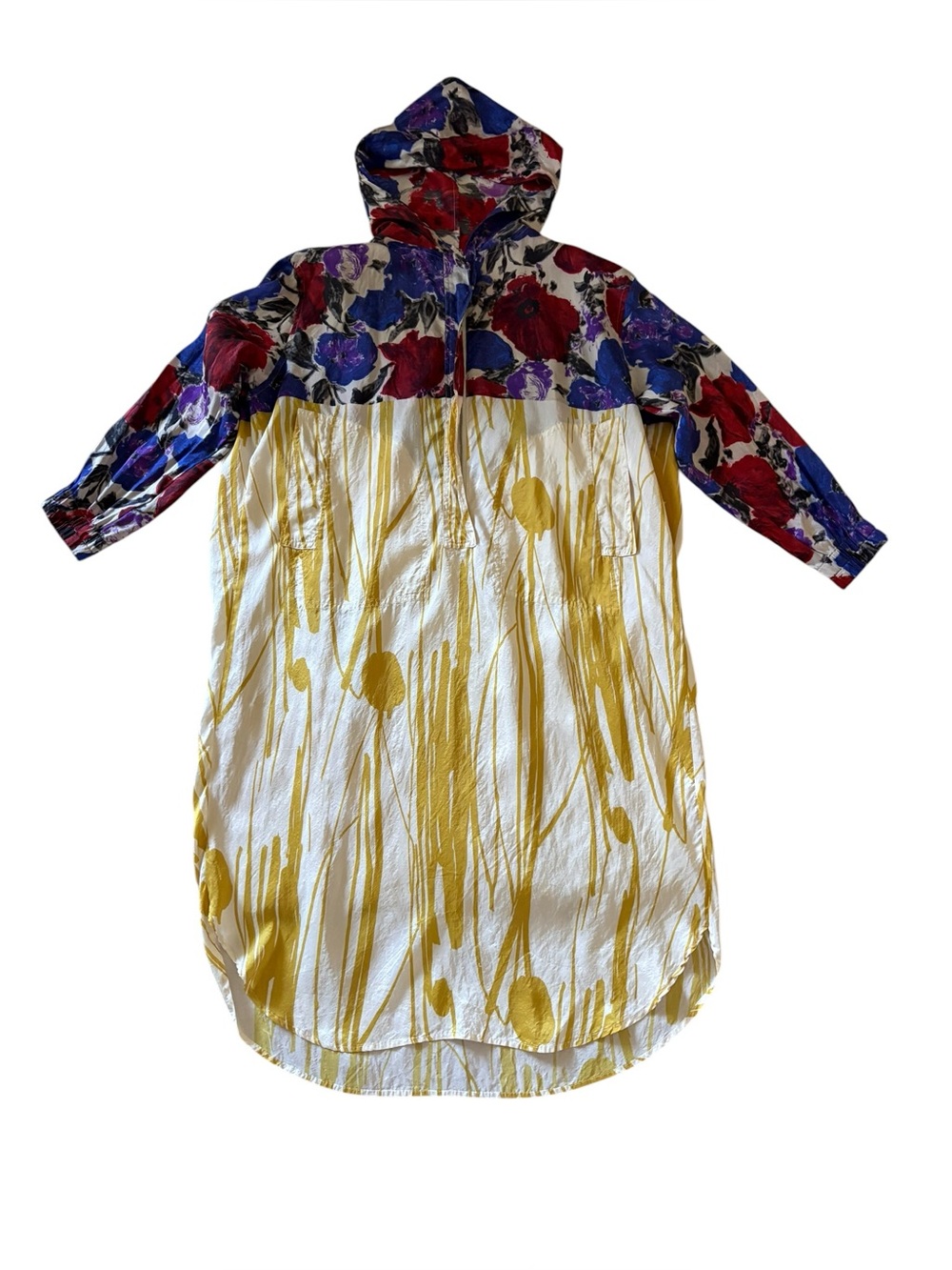 RARE Archival Dries Van Noten 100% Silk Hooded Tunic Dress Size 38 M Floral